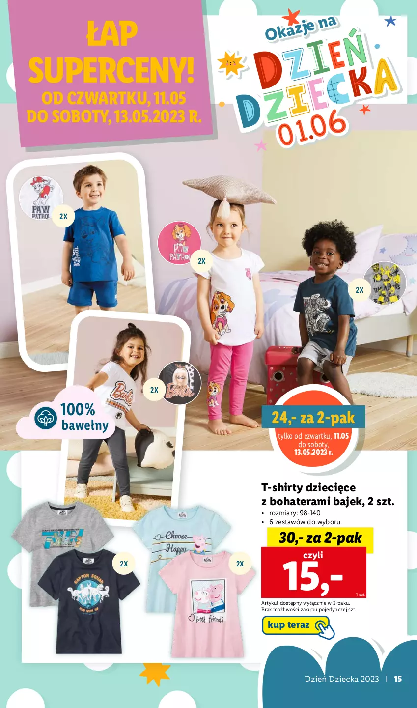 Gazetka promocyjna Lidl - KATALOG DZIEŃ DZIECKA - ważna 08.05 do 01.06.2023 - strona 15 - produkty: Dzieci, T-shirt, Tera