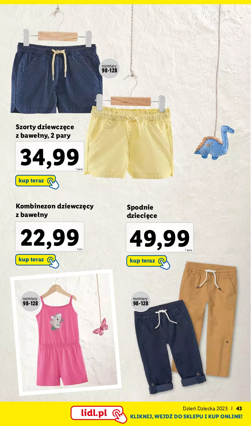 Gazetka promocyjna Lidl - KATALOG DZIEŃ DZIECKA - ważna 08.05 do 01.06.2023 - strona 43 - produkty: Dzieci, Kombinezon, Spodnie, Szorty, Tera