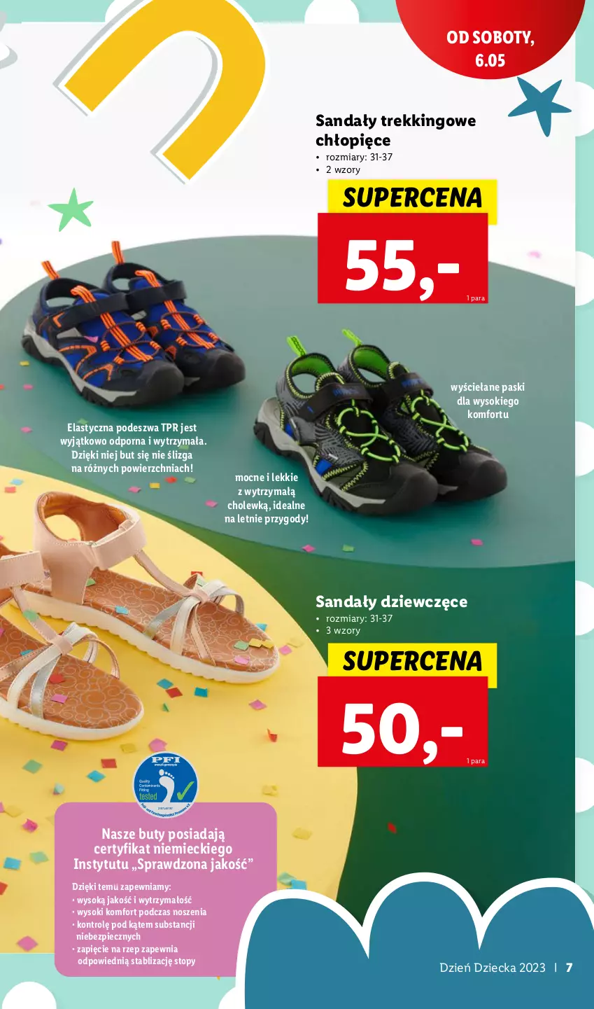 Gazetka promocyjna Lidl - KATALOG DZIEŃ DZIECKA - ważna 08.05 do 01.06.2023 - strona 7 - produkty: Buty, Piec, Por, Sandał, Sok, Top