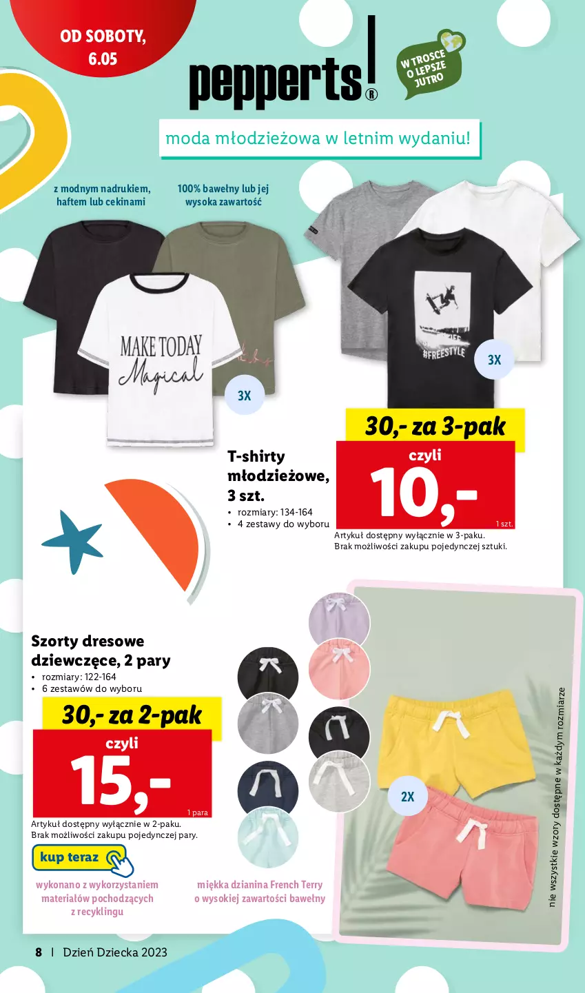 Gazetka promocyjna Lidl - KATALOG DZIEŃ DZIECKA - ważna 08.05 do 01.06.2023 - strona 8 - produkty: Dres, Moda, Sok, Szorty, T-shirt, Tera