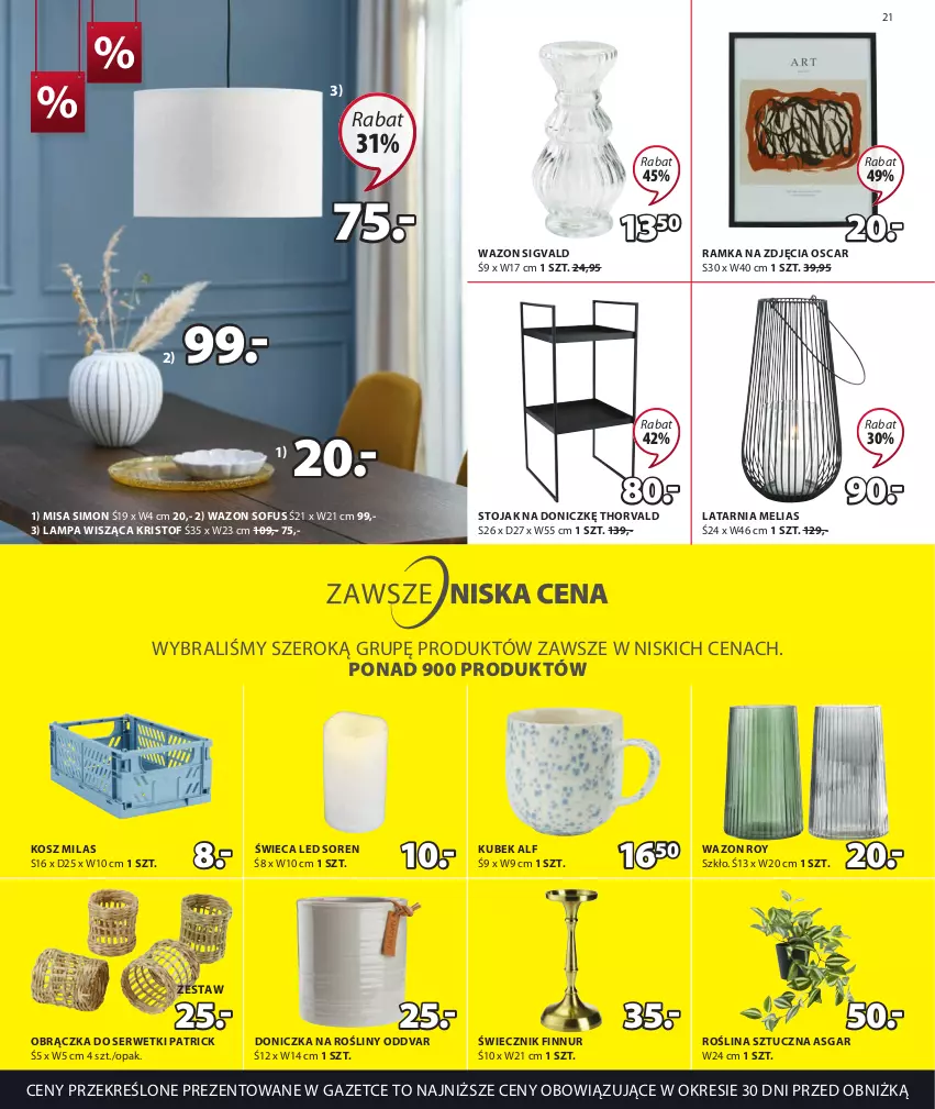 Gazetka promocyjna Jysk - Oferta tygodnia - ważna 26.07 do 29.08.2023 - strona 22 - produkty: Doniczka na rośliny, Kosz, Kubek, Lampa, Lampa wisząca, Latarnia, Ramka, Roślina sztuczna, Ser, Serwetki, Stojak, Wazon