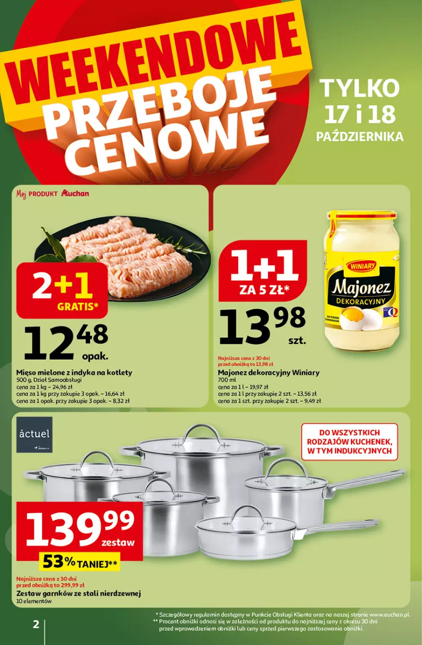 Gazetka promocyjna Auchan - Gazetka Wielkie przeboje cenowe Hipermarket Auchan - ważna 16.10 do 22.10.2025 - strona 2 - produkty: Kotlet, Majonez, Mięso, Mięso mielone, Winiary