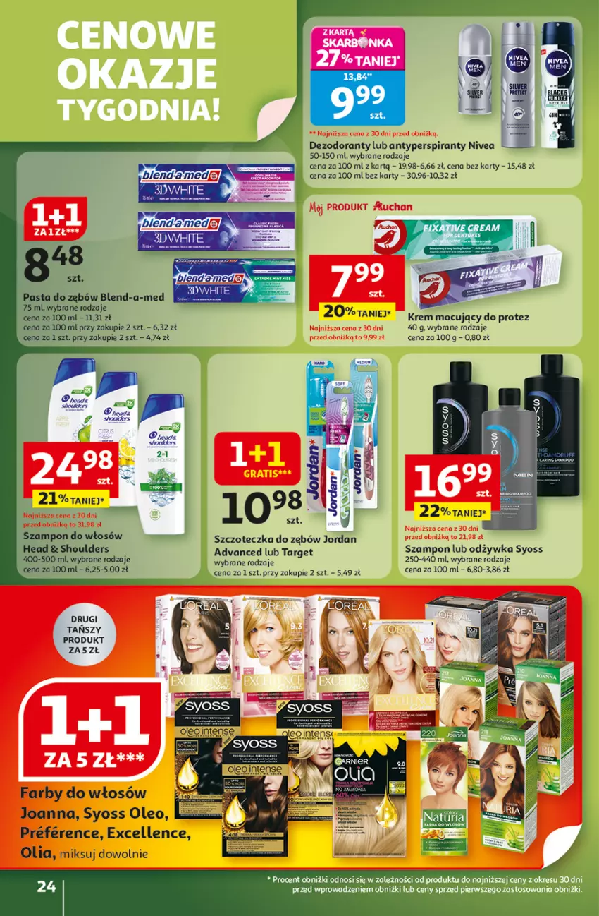 Gazetka promocyjna Auchan - Gazetka Wielkie przeboje cenowe Hipermarket Auchan - ważna 16.10 do 22.10.2025 - strona 24 - produkty: Antyperspirant, Dezodorant, Fa, Joanna, Nivea, Odżywka, Oleo, Syoss, Szampon, Szczoteczka, Szczoteczka do zębów