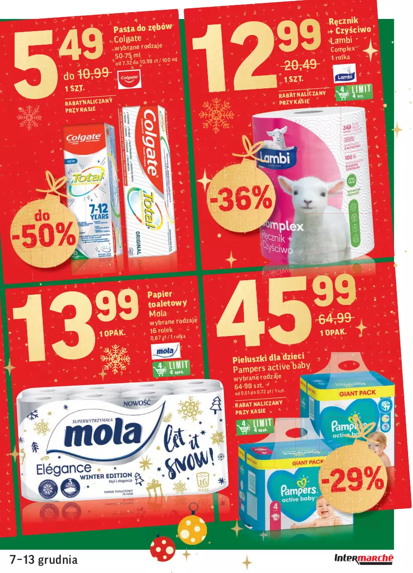 Gazetka promocyjna Intermarche - Gazetka promocyjna - ważna 07.12 do 13.12.2021 - strona 11 - produkty: LG, Mola, Pampers, Papier, Ręcznik