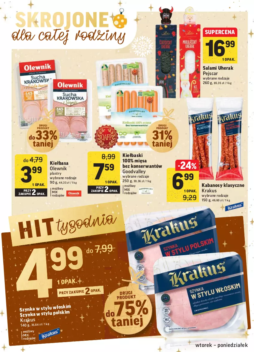 Gazetka promocyjna Intermarche - Gazetka promocyjna - ważna 07.12 do 13.12.2021 - strona 24 - produkty: Kabanos, Kiełbasa, Krakus, Olewnik, Salami, Ser