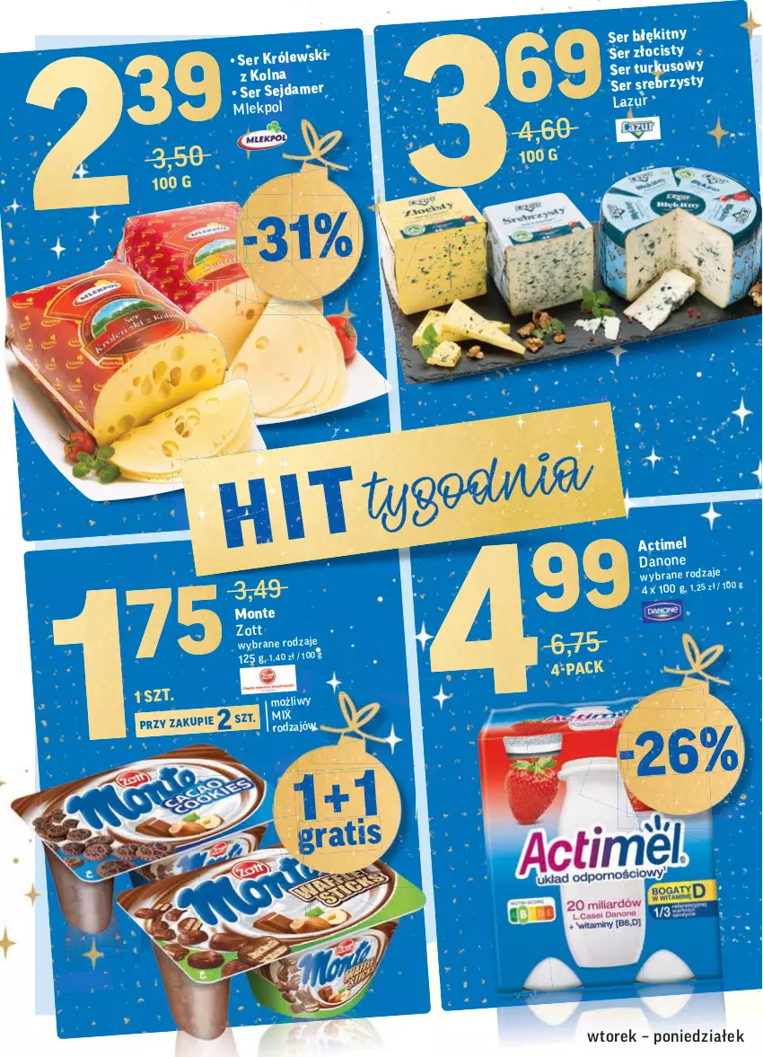 Gazetka promocyjna Intermarche - Gazetka promocyjna - ważna 07.12 do 13.12.2021 - strona 28 - produkty: Actimel, Danone, Monte, Sejdamer, Ser, Zott