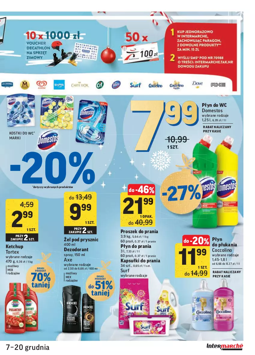 Gazetka promocyjna Intermarche - Gazetka promocyjna - ważna 07.12 do 13.12.2021 - strona 39 - produkty: Coccolino, Dezodorant, Domestos, Kapsułki do prania, Ketchup, Płyn do płukania, Płyn do prania, Płyn do wc, Proszek do prania, Surf