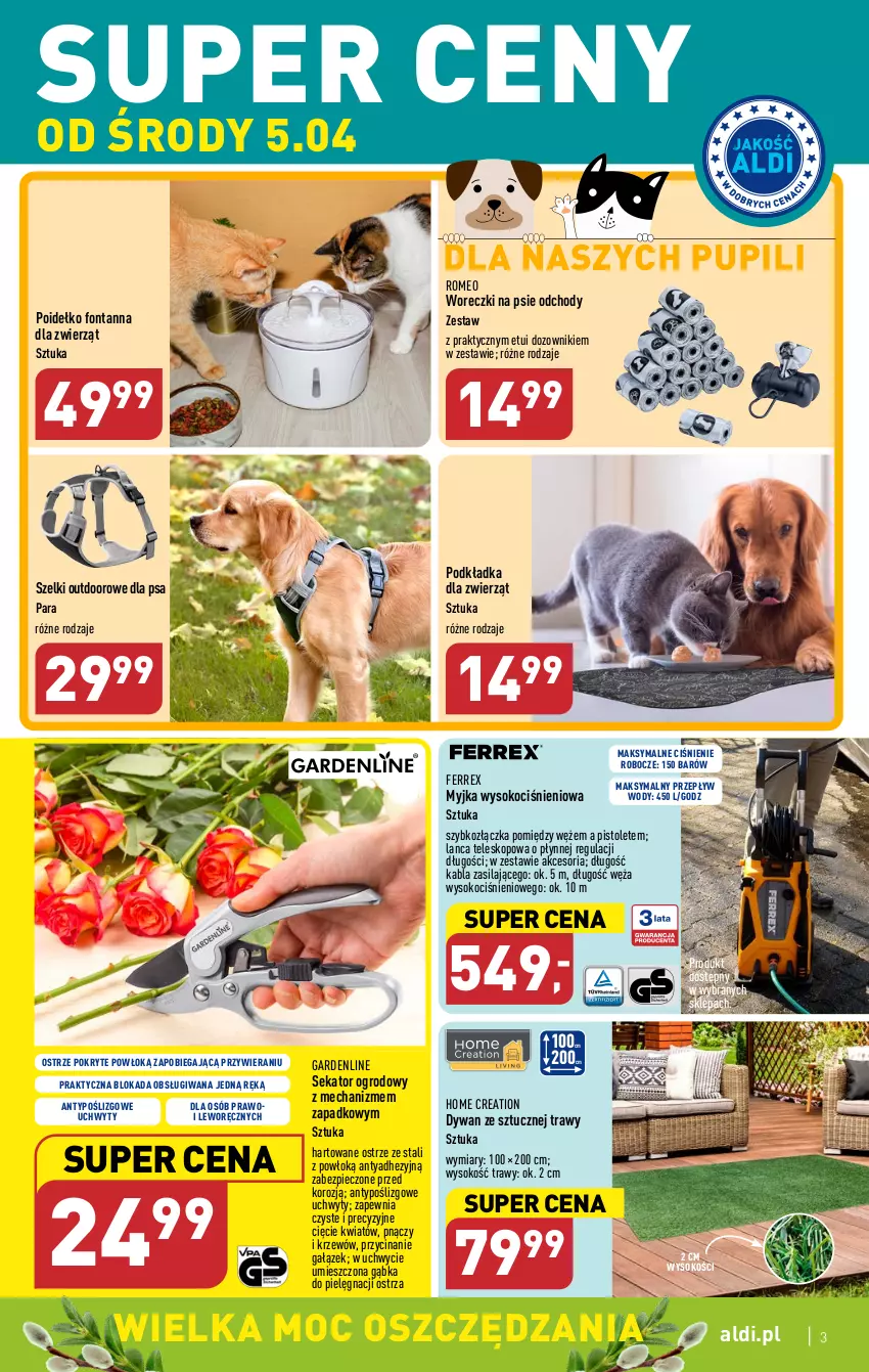 Gazetka promocyjna Aldi - COŚ na przyszły tydzień - ważna 05.04 do 07.04.2023 - strona 3 - produkty: Dozownik, Dywan, Koc, Piec, Pistolet, Podkład, Podkładka, Sekator, Sok, Teleskop, Uchwyty