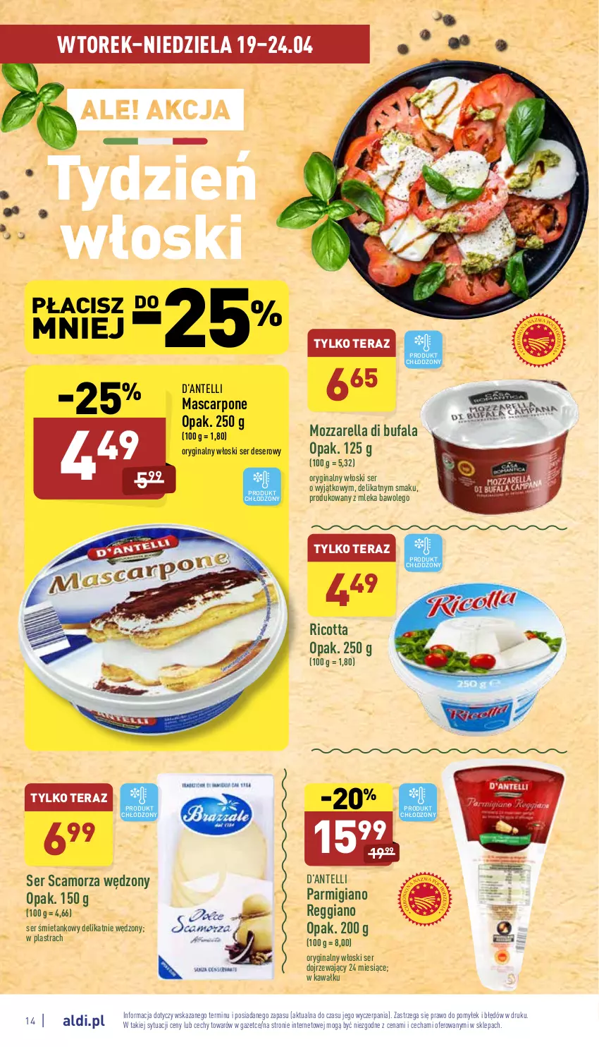 Gazetka promocyjna Aldi - Katalog spożywczy - ważna 19.04 do 24.04.2022 - strona 14 - produkty: Deser, Fa, Gin, Kawa, LEGO, Mascarpone, Mozzarella, Ricotta, Scamorza, Ser, Tera