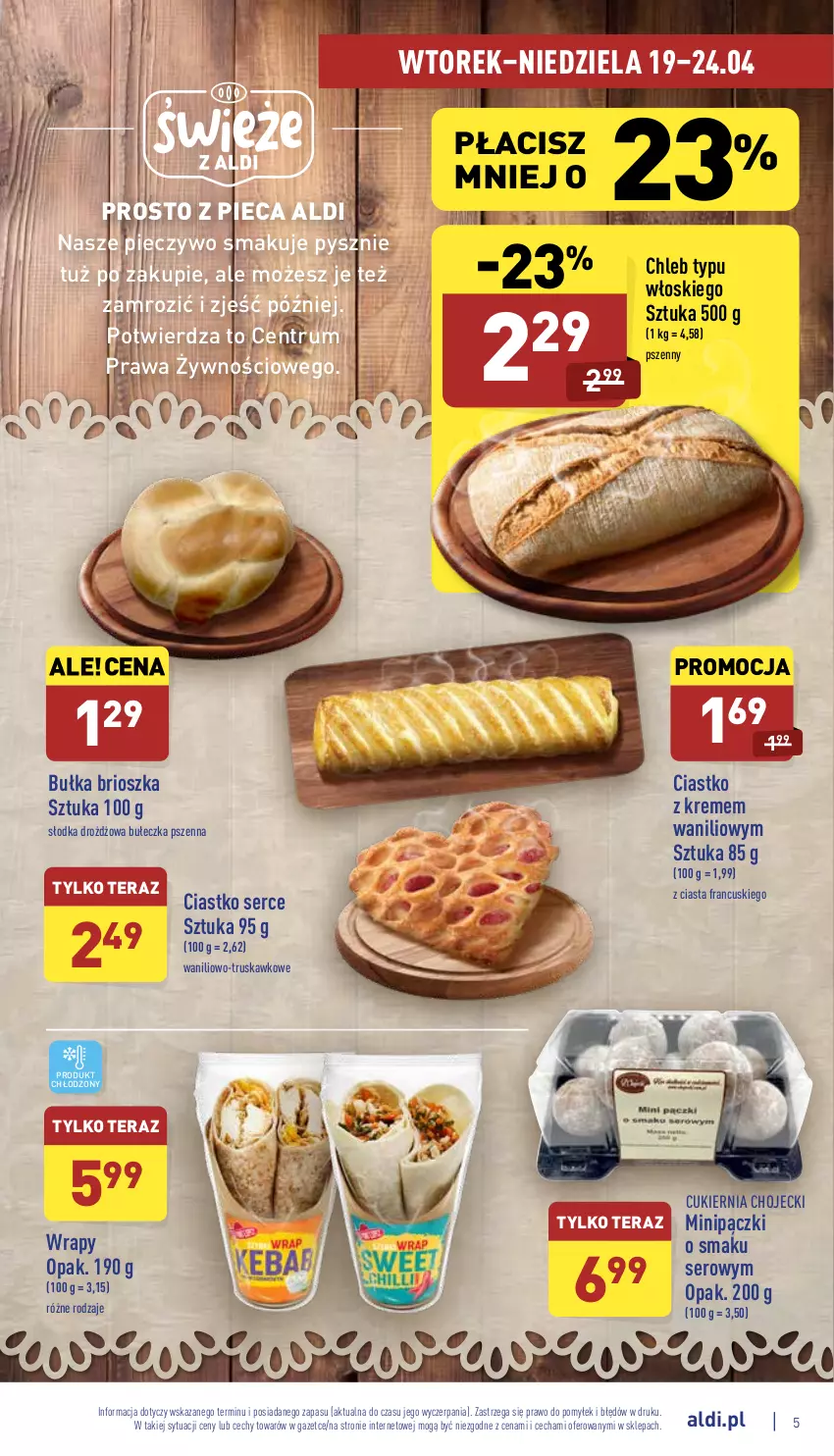 Gazetka promocyjna Aldi - Katalog spożywczy - ważna 19.04 do 24.04.2022 - strona 5 - produkty: Bułka, Bułka brioszka, Chleb, Chleb typu włoskiego, Cukier, Piec, Pieczywo, Rum, Ser, Tera