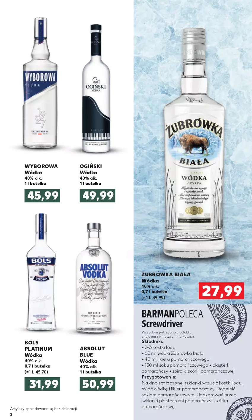 Gazetka promocyjna Kaufland - Barek - ważna 21.01 do 03.02.2021 - strona 3 - produkty: Absolut, Bols, Lanki, Likier, Ogiński, Plasterki, Sok, Wódka, Wyborowa