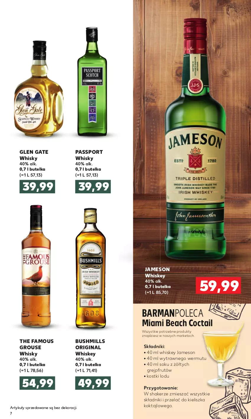 Gazetka promocyjna Kaufland - Barek - ważna 21.01 do 03.02.2021 - strona 7 - produkty: Bushmills, Fa, Gin, Glen Gate, Grejpfrut, Jameson, Por, Sok, Sport, The Famous Grouse, Whiskey, Whisky