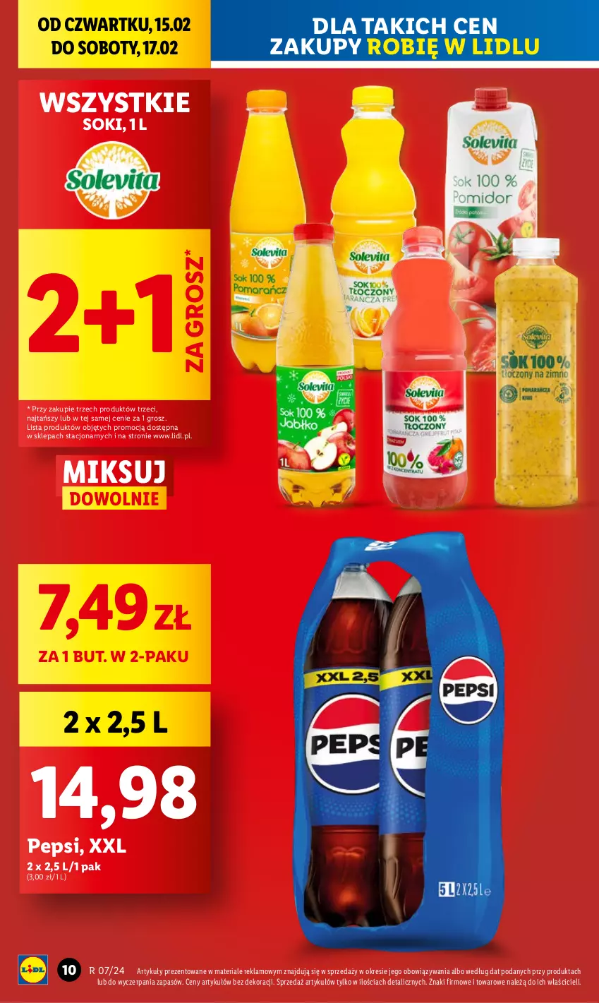 Gazetka promocyjna Lidl - GAZETKA - ważna 15.02 do 17.02.2024 - strona 10 - produkty: Pepsi, Sok