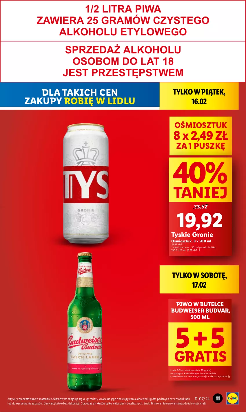 Gazetka promocyjna Lidl - GAZETKA - ważna 15.02 do 17.02.2024 - strona 11 - produkty: Gra, Olej, Piwo, Ser, Tyskie