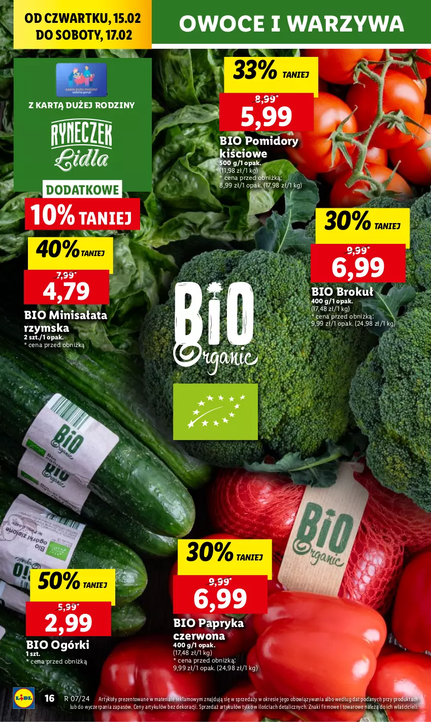 Gazetka promocyjna Lidl - GAZETKA - ważna 15.02 do 17.02.2024 - strona 18 - produkty: Chleb, Owoce, Papryka, Papryka czerwona, Pomidory, Sałat, Ser, Warzywa