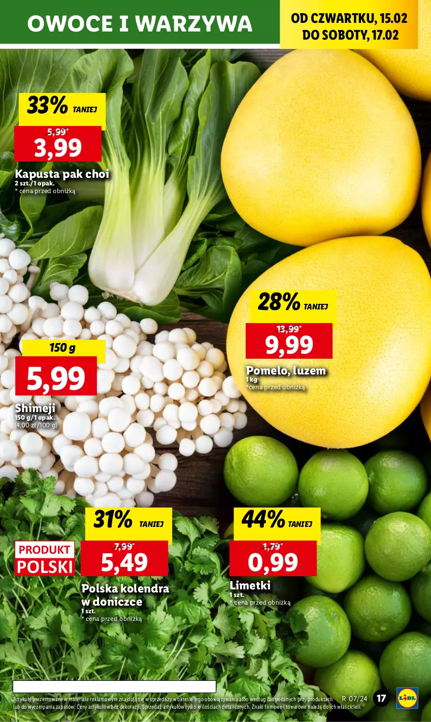 Gazetka promocyjna Lidl - GAZETKA - ważna 15.02 do 17.02.2024 - strona 19 - produkty: Kolendra, Owoce, Pomelo, Warzywa