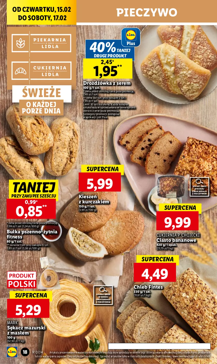 Gazetka promocyjna Lidl - GAZETKA - ważna 15.02 do 17.02.2024 - strona 20 - produkty: Bułka, Chleb, Cukier, Kosz, Kurczak, Olej, Piec, Pieczywo, Por, Regał, Sękacz, Ser