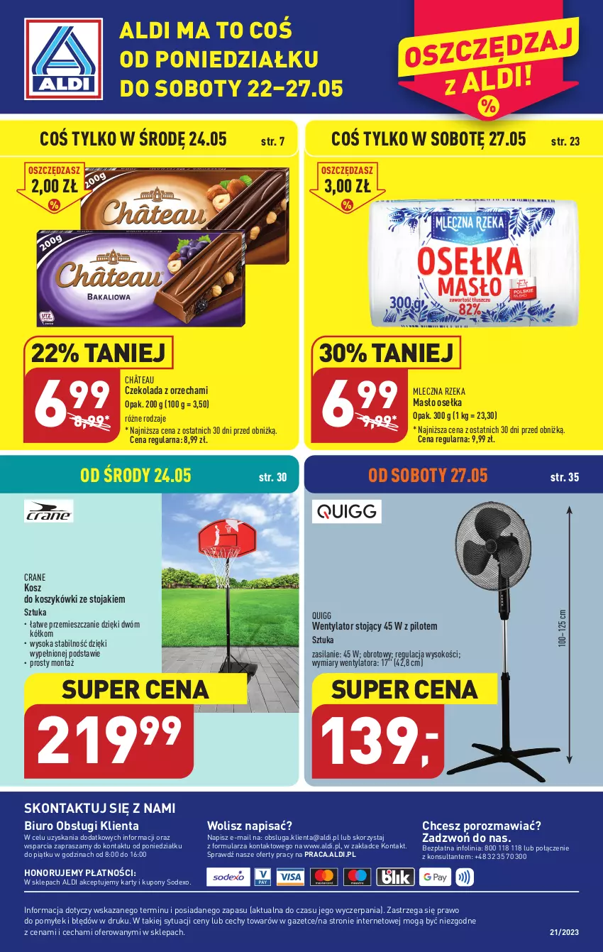 Gazetka promocyjna Aldi - ALDI ma to COŚ - ważna 24.05 do 27.05.2023 - strona 16 - produkty: Biuro, Czekolada, Kosz, Masło, Mleczna Rzeka, O nas, Por, Silan, Sok, Stojak