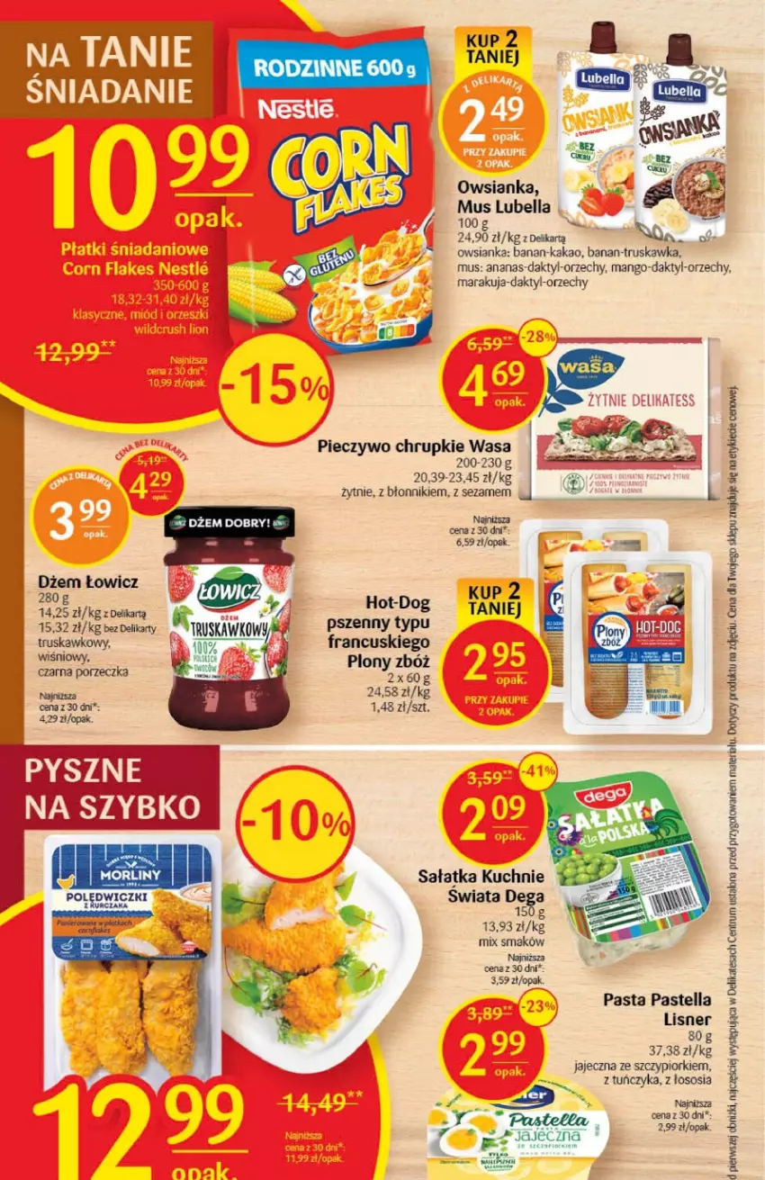 Gazetka promocyjna Delikatesy Centrum - Gazetka DC03 - ważna 19.01 do 25.01.2023 - strona 18 - produkty: Ananas, Bell, Bella, Chrupki, Dega, Dżem, Kakao, Lisner, Lubella, Mango, Mus, Owsianka, Pastella, Piec, Pieczywo, Pieczywo chrupkie, Rum, Sałat, Sałatka, Sezam, Sos, Tuńczyk, Wasa