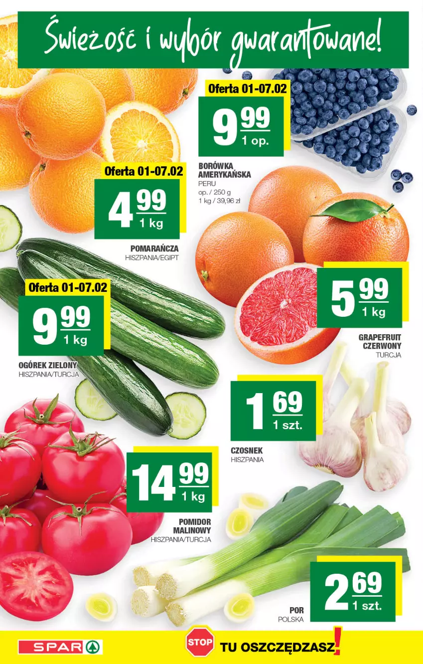 Gazetka promocyjna Spar - Spar - ważna 29.01 do 08.02.2023 - strona 2 - produkty: Borówka, Czosnek, Gra, Ogórek, Pomidor malinowy