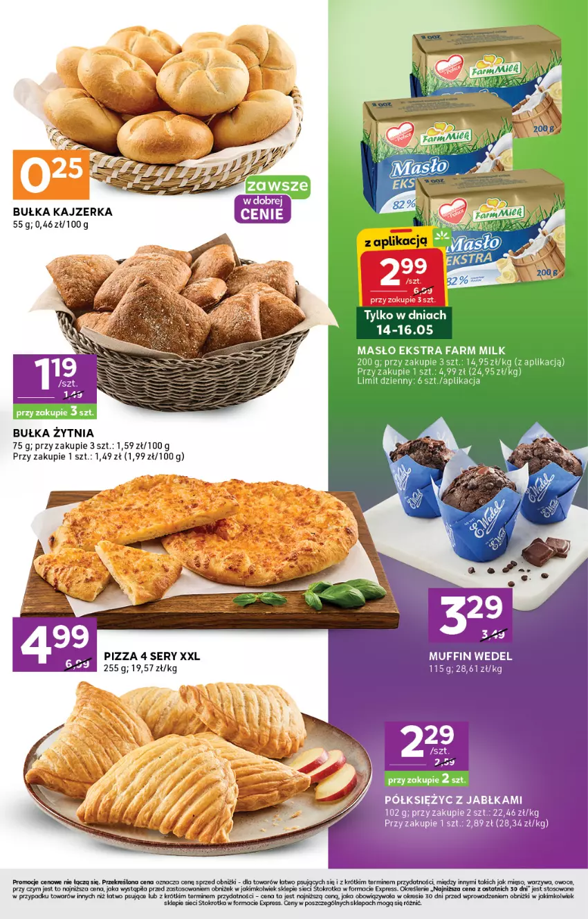 Gazetka promocyjna Stokrotka - Stokrotka Express - ważna 14.05 do 20.05.2026 - strona 3 - produkty: Bułka, Fa, Farm Milk, Kajzerka, Masło, Mięso, Owoce, Pizza, Ser, Warzywa