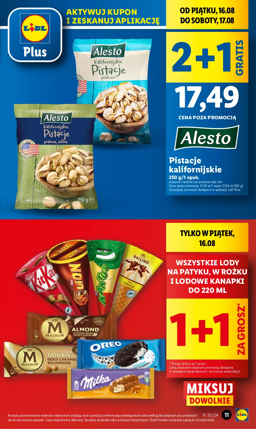 Gazetka promocyjna Lidl - GAZETKA - ważna 16.08 do 17.08.2024 - strona 11 - produkty: Gra, Lody, Pistacje