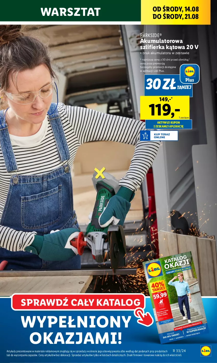 Gazetka promocyjna Lidl - GAZETKA - ważna 16.08 do 17.08.2024 - strona 15 - produkty: Akumulator, Parkside, Szlifierka, Szlifierka kątowa