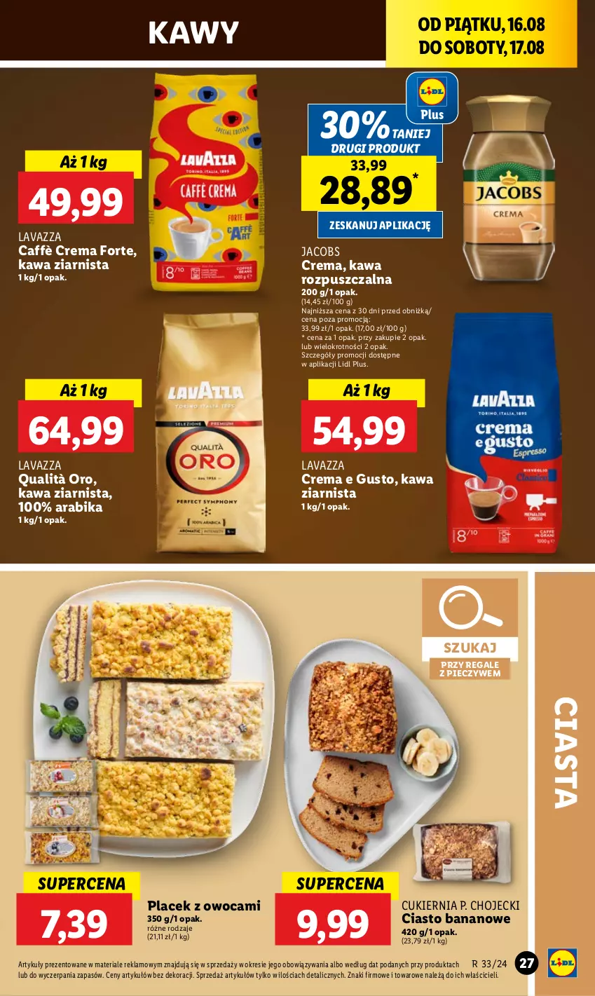 Gazetka promocyjna Lidl - GAZETKA - ważna 16.08 do 17.08.2024 - strona 33 - produkty: Cukier, Jacobs, Kawa, Kawa rozpuszczalna, Kawa ziarnista, Lavazza, Piec