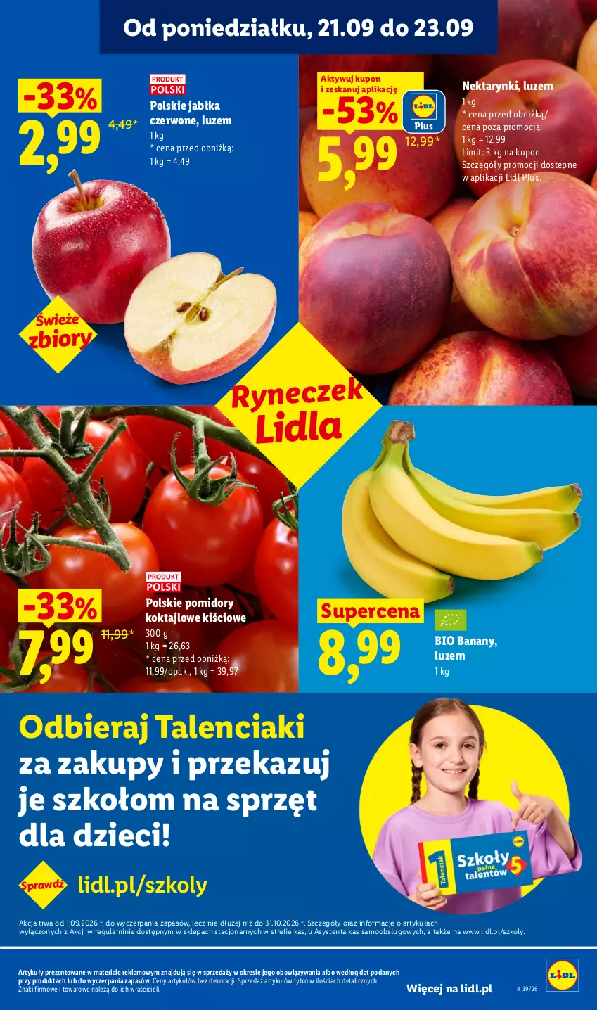 Gazetka promocyjna Lidl - Gazetka ważna od 21.09. do 23.09 - ważna 21.09 do 23.09.2026 - strona 37 - produkty: Banany, Dzieci, Jabłka, Nektar, Pomidory
