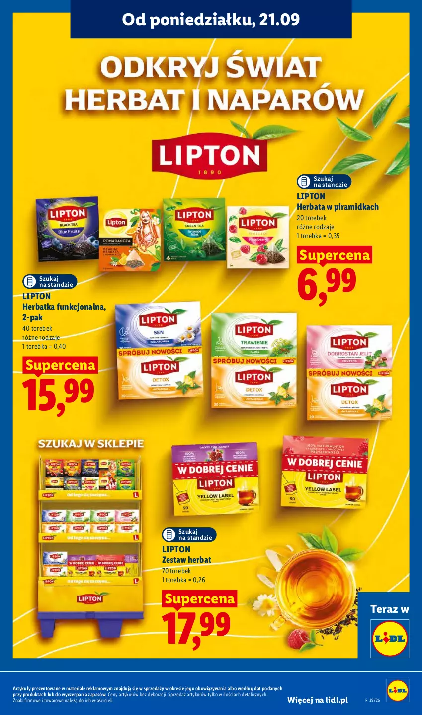 Gazetka promocyjna Lidl - Gazetka ważna od 21.09. do 23.09 - ważna 21.09 do 23.09.2026 - strona 73 - produkty: Herbata, Lipton, Tera, Torebka