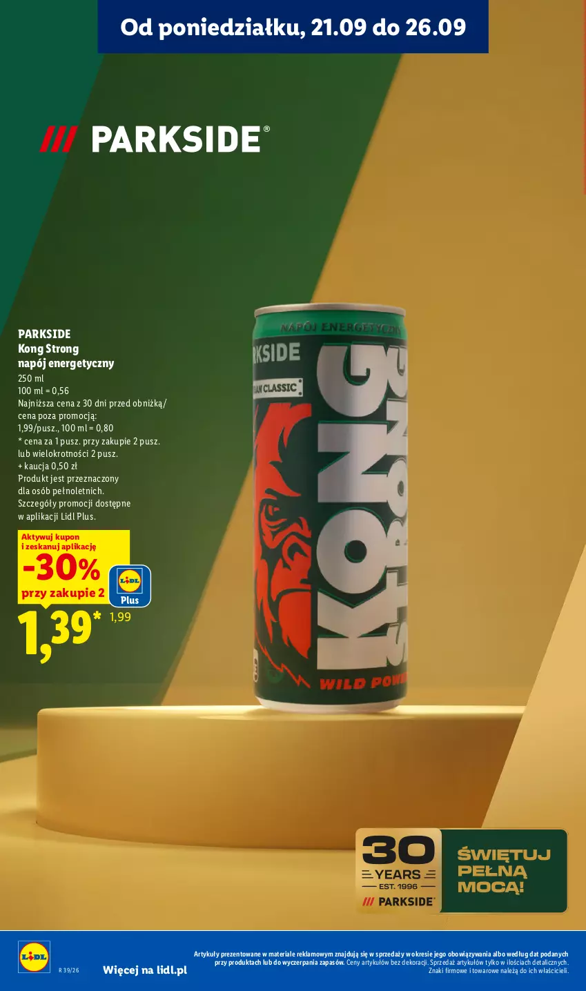 Gazetka promocyjna Lidl - Gazetka ważna od 21.09. do 23.09 - ważna 21.09 do 23.09.2026 - strona 82 - produkty: Napój, Napój energetyczny, Parkside