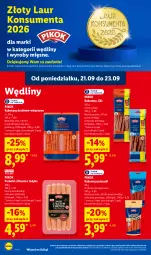 Gazetka promocyjna Lidl - Gazetka ważna od 21.09. do 23.09 - Gazetka - ważna od 23.09 do 23.09.2026 - strona 62 - produkty: Parówki, Laur, PIKOK, Kabanos, Fa