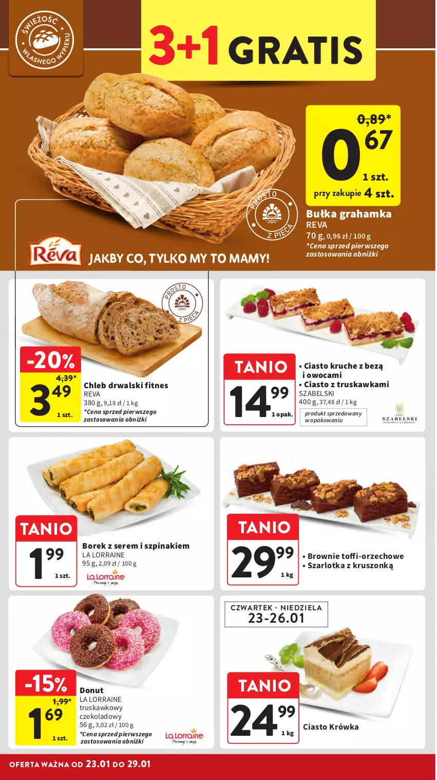 Gazetka promocyjna Intermarche - Gazetka Intermarche - ważna 23.01 do 29.01.2025 - strona 18 - produkty: Brownie, Bułka, Bułka grahamka, Chleb, Donut, Gra, Ser, Szarlotka, Szpinak