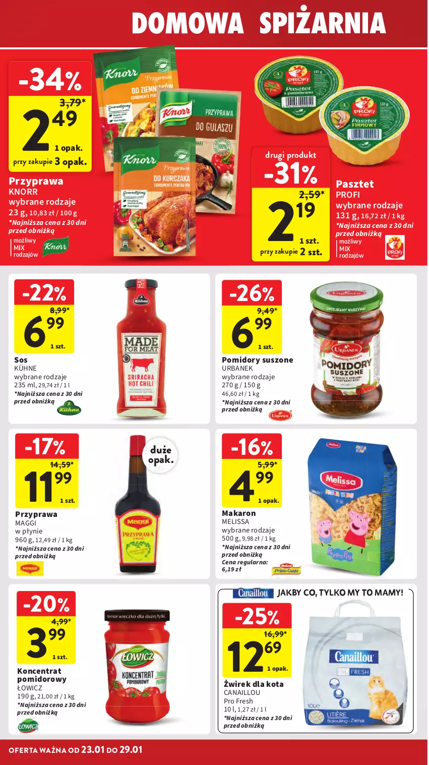 Gazetka promocyjna Intermarche - Gazetka Intermarche - ważna 23.01 do 29.01.2025 - strona 24 - produkty: Canaillou, Knorr, Koncentrat pomidorowy, Maggi, Makaron, Pasztet, Pomidory, Sos