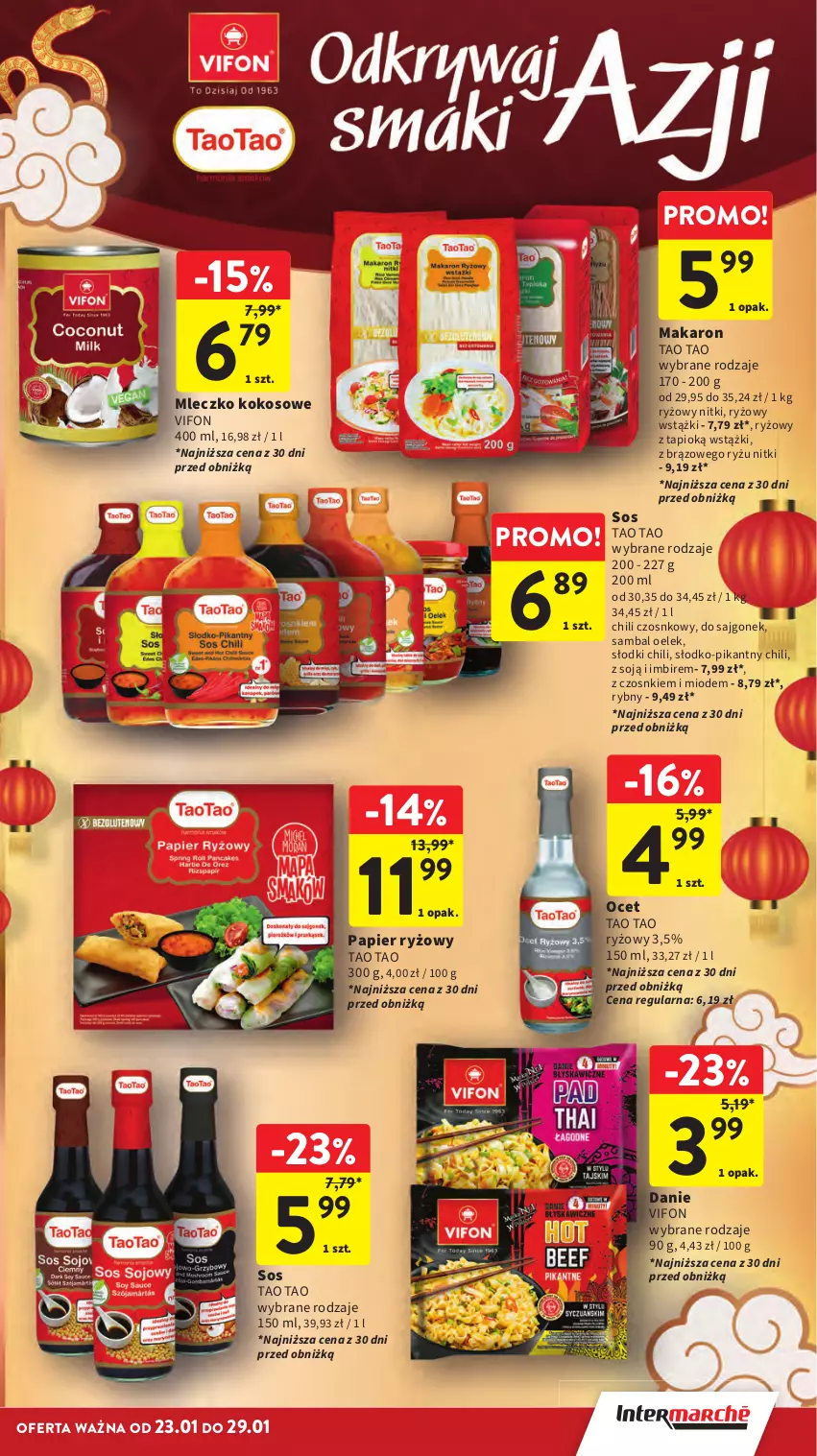 Gazetka promocyjna Intermarche - Gazetka Intermarche - ważna 23.01 do 29.01.2025 - strona 25 - produkty: Imbir, Kokos, Makaron, Mleczko, Ocet, Papier, Papier ryżowy, Ryż, Sos