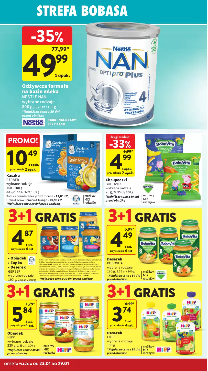 Gazetka promocyjna Intermarche - Gazetka Intermarche - ważna 23.01 do 29.01.2025 - strona 26 - produkty: Banany, BoboVita, Brzoskwinie, Bukiet, Bukiet warzyw, Deser, Fa, Gerber, Gra, HiPP, Inka, Jabłka, Kalafior, Królik, Kurczak, Mango, Morela, Ryż, Ser, Serek, Sos, Spaghetti, Warzywa