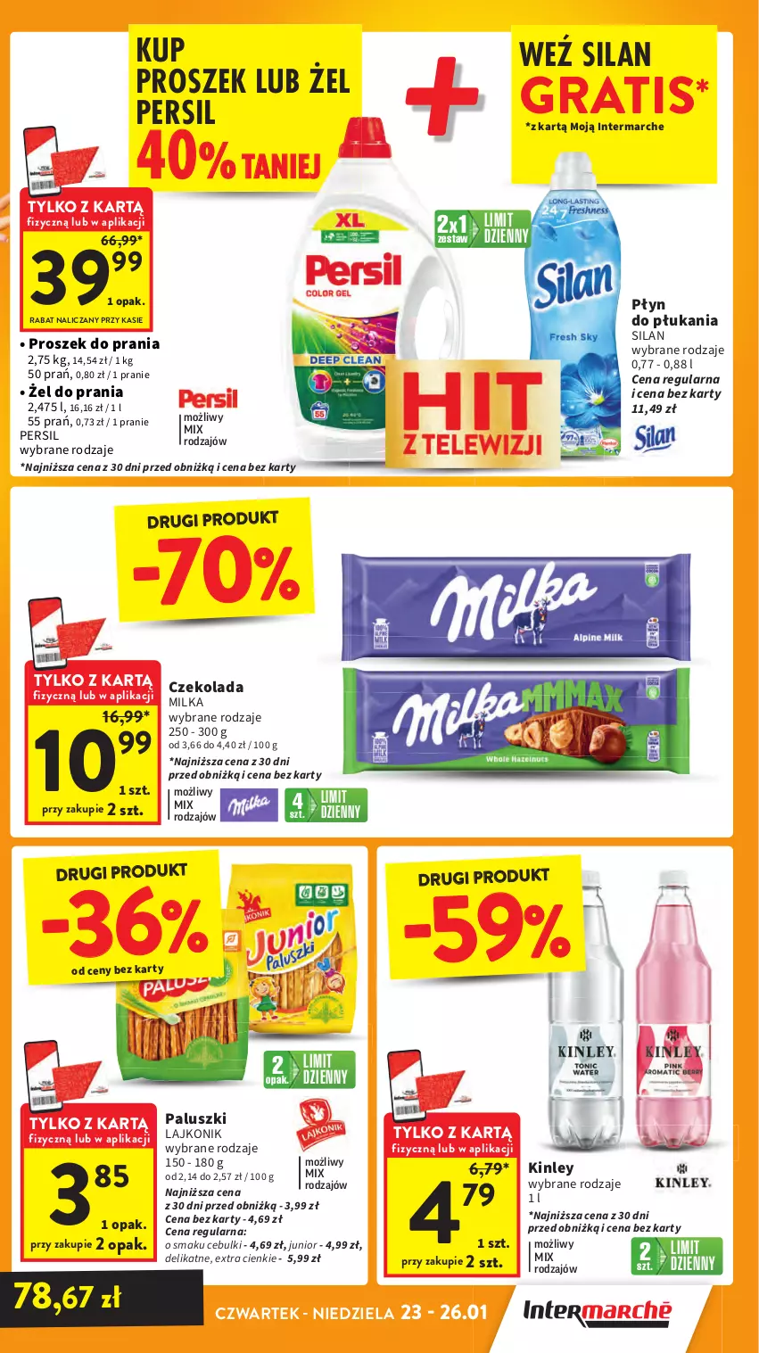 Gazetka promocyjna Intermarche - Gazetka Intermarche - ważna 23.01 do 29.01.2025 - strona 3 - produkty: Czekolada, Gra, Lajkonik, Milka, Persil, Płyn do płukania, Proszek do prania, Silan