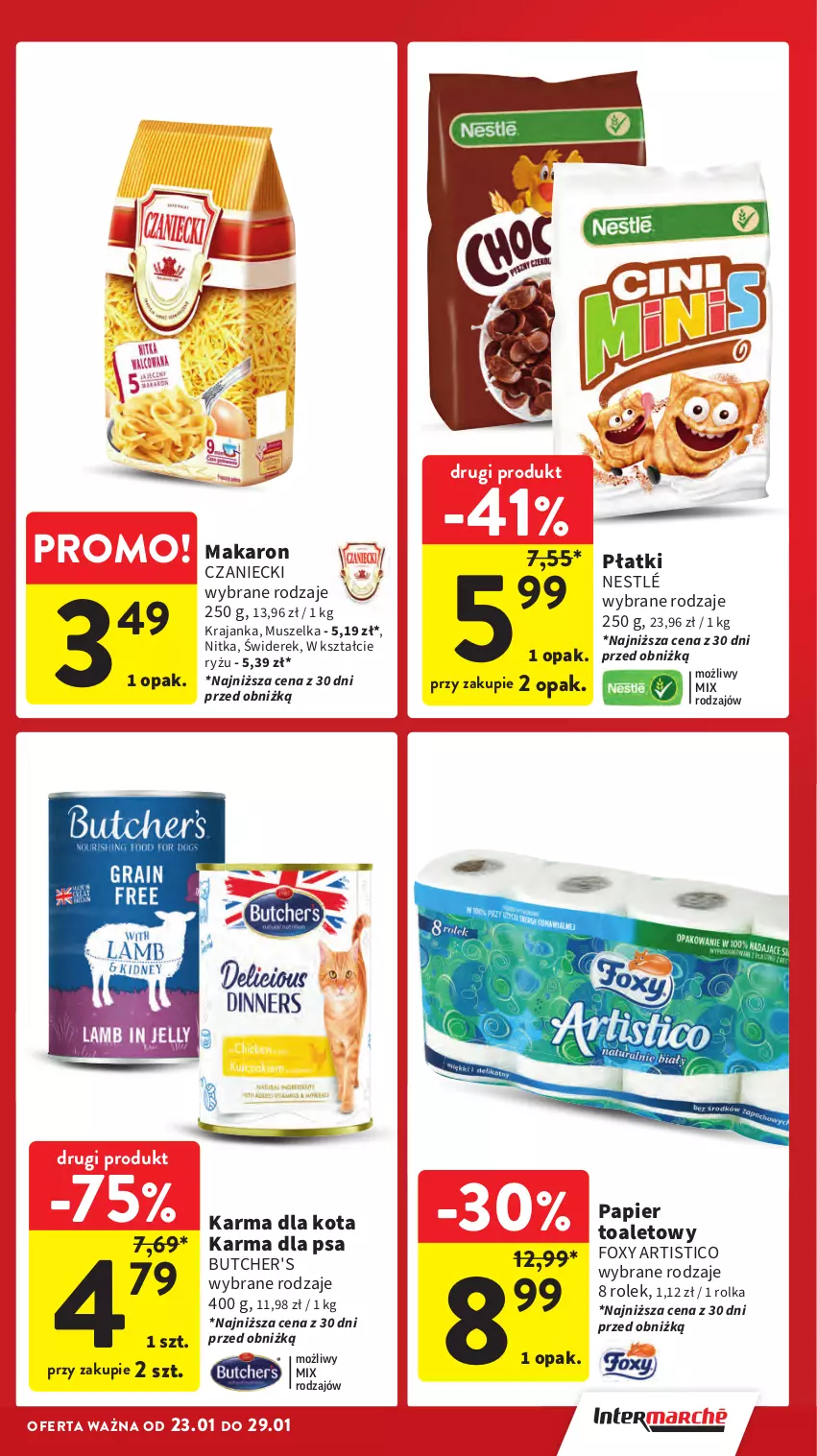 Gazetka promocyjna Intermarche - Gazetka Intermarche - ważna 23.01 do 29.01.2025 - strona 5 - produkty: Butcher's, Foxy, Makaron, Mus, Nestlé, Papier, Papier toaletowy, Ryż