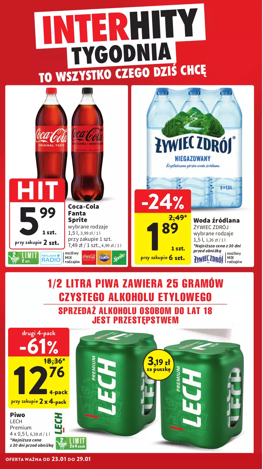 Gazetka promocyjna Intermarche - Gazetka Intermarche - ważna 23.01 do 29.01.2025 - strona 6 - produkty: Coca-Cola, Fa, Fanta, Gra, LANA, Lech Premium, Piwa, Piwo, Sprite, Woda