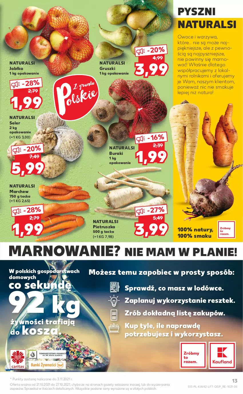 Gazetka promocyjna Kaufland - OFERTA TYGODNIA - ważna 21.10 do 27.10.2021 - strona 13 - produkty: Buraki, Gruszki, Jabłka, Kosz, Owoce, Pietruszka, Rolnik, Warzywa