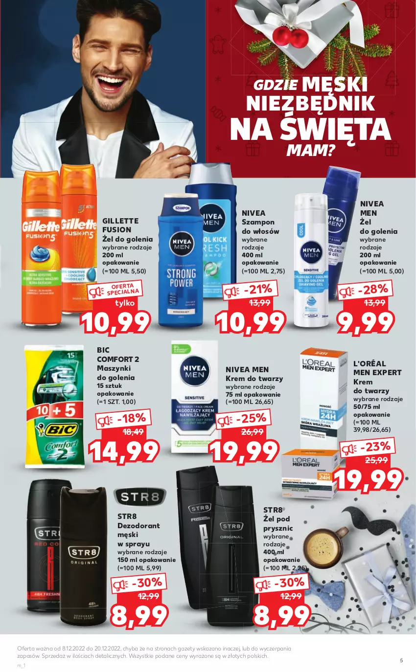 Gazetka promocyjna Kaufland - ULOTKA DANONE - ważna 08.12 do 20.12.2022 - strona 5 - produkty: BIC, Dezodorant, Fusion, Gillette, Krem do twarzy, Nivea, Nivea Men, Str8, Szampon