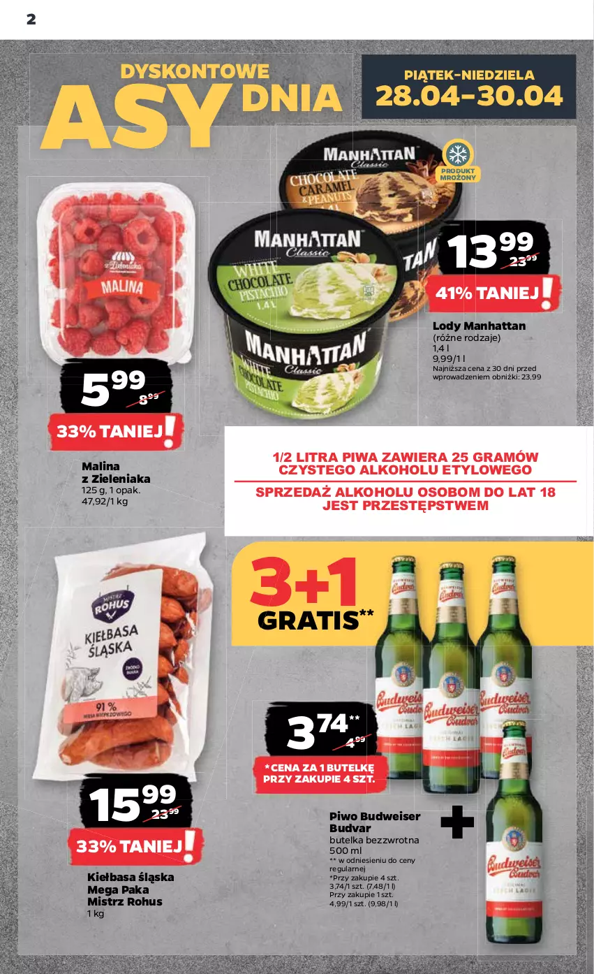 Gazetka promocyjna Netto - Artykuły spożywcze - ważna 27.04 do 02.05.2023 - strona 2 - produkty: Gra, Kiełbasa, Kiełbasa śląska, Lody, Piwa, Piwo, Ser