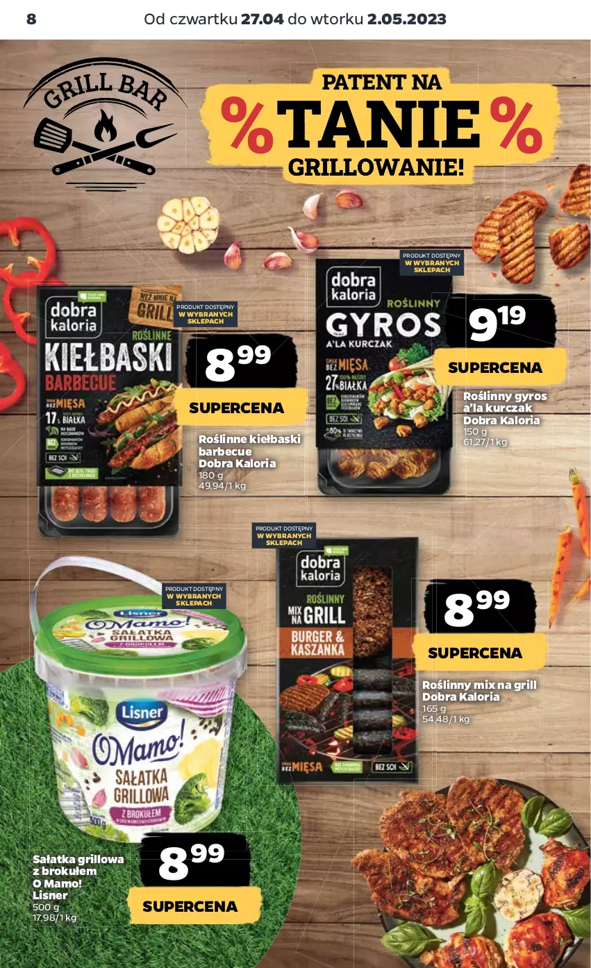 Gazetka promocyjna Netto - Artykuły spożywcze - ważna 27.04 do 02.05.2023 - strona 8 - produkty: Grill, Gyros, Kurczak, Lisner, Roślinne kiełbaski, Roślinny gyros, Sałat, Sałatka