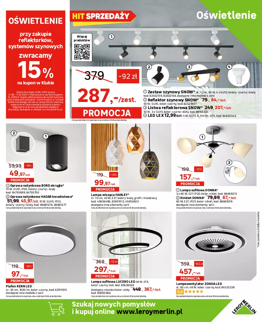 Gazetka promocyjna Leroy Merlin - Gazetka Leroy Merlin - ważna 21.06 do 11.07.2023 - strona 7 - produkty: Bateria, Bateria kuchenna, Gra, Kuchnia, Lampa, Lampa sufitowa, Lampa wisząca, Listwa, Meble, Olej, Plafon, Por, Rama, Reflektor, Ser, Sport, Syfon, Tran, Zlew