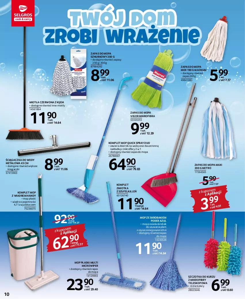 Gazetka promocyjna Selgros - Katalog Sprzątanie - ważna 03.11 do 16.11.2022 - strona 10 - produkty: Kije, Metro, Miotła, Mop, Szczotka, Teleskop, Wiadro