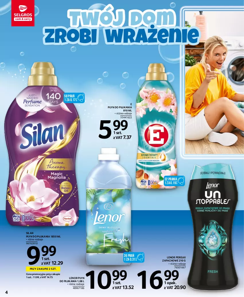 Gazetka promocyjna Selgros - Katalog Sprzątanie - ważna 03.11 do 16.11.2022 - strona 4 - produkty: Lenor, Perełki zapachowe, Płyn do płukania, Silan