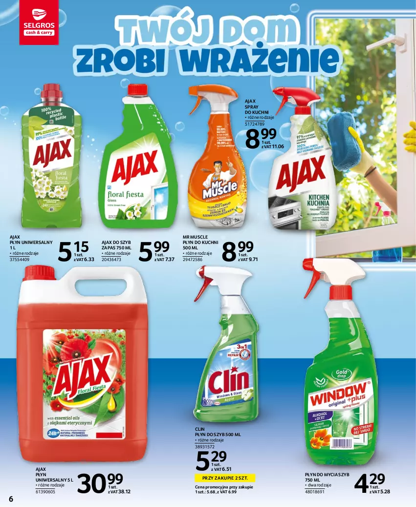 Gazetka promocyjna Selgros - Katalog Sprzątanie - ważna 03.11 do 16.11.2022 - strona 6 - produkty: Ajax, Clin, Mus, Płyn do mycia, Płyn do szyb