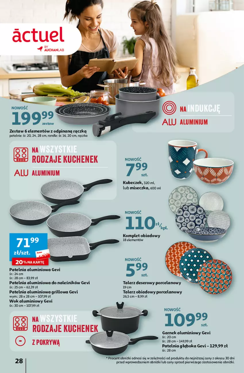 Gazetka promocyjna Auchan - Gazetka Tanie Zakupy Hipermarket Auchan - ważna 27.07 do 02.08.2023 - strona 28 - produkty: Deser, Garnek, Grill, Miseczka, Patelnia, Por, Ser, Talerz, Talerz deserowy, Talerz obiadowy