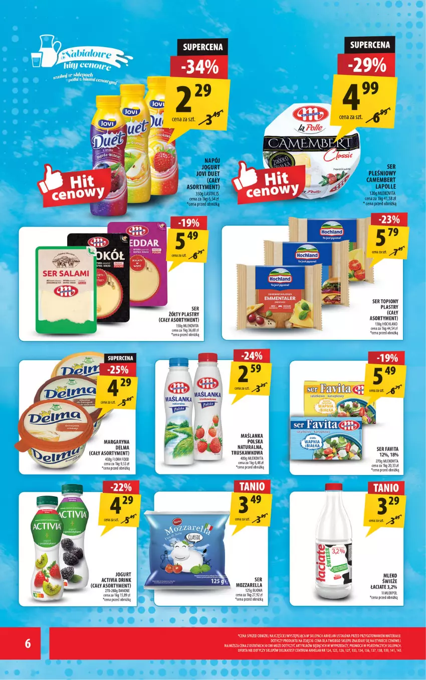 Gazetka promocyjna Arhelan - Gazetka - ważna 28.08 do 06.09.2026 - strona 6 - produkty: Activia, Camembert, Danone, Delma, Fa, Favita, Jogurt, Margaryna, Maślanka, Mleko, Mlekovita, Mozzarella, Napój, Olej, Por, Rum, Salami, Ser, Ser salami, Ser topiony, Top, Vita C