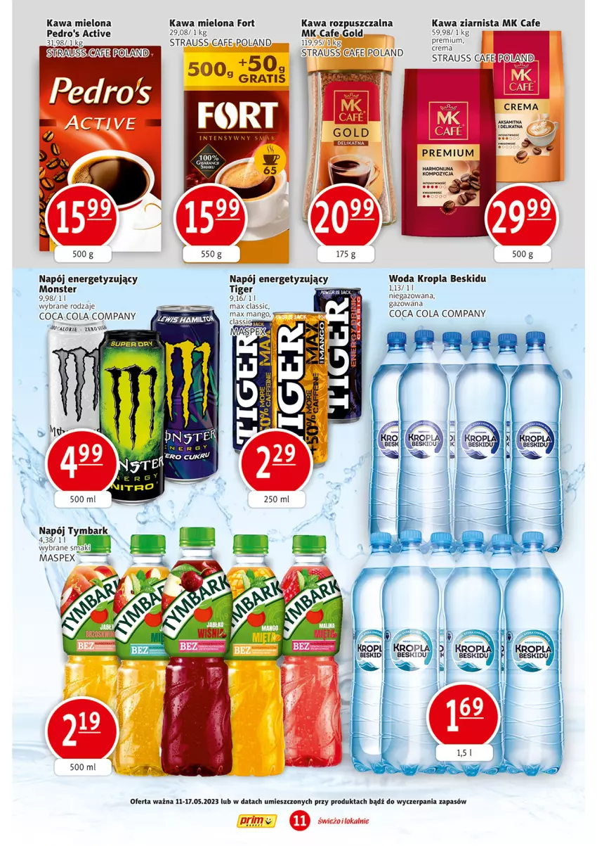 Gazetka promocyjna Prim Market - ważna 11.05 do 17.05.2023 - strona 11 - produkty: Gra, Kawa, Kawa mielona, Kawa rozpuszczalna, Kawa ziarnista, Mango, Napój, Ser, Tymbark, Woda